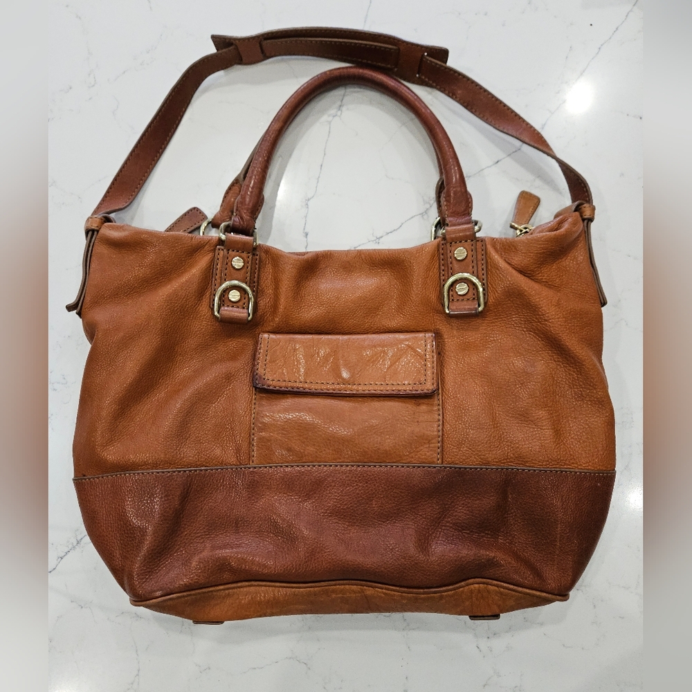 J.Crew large brown leather shoulder bag